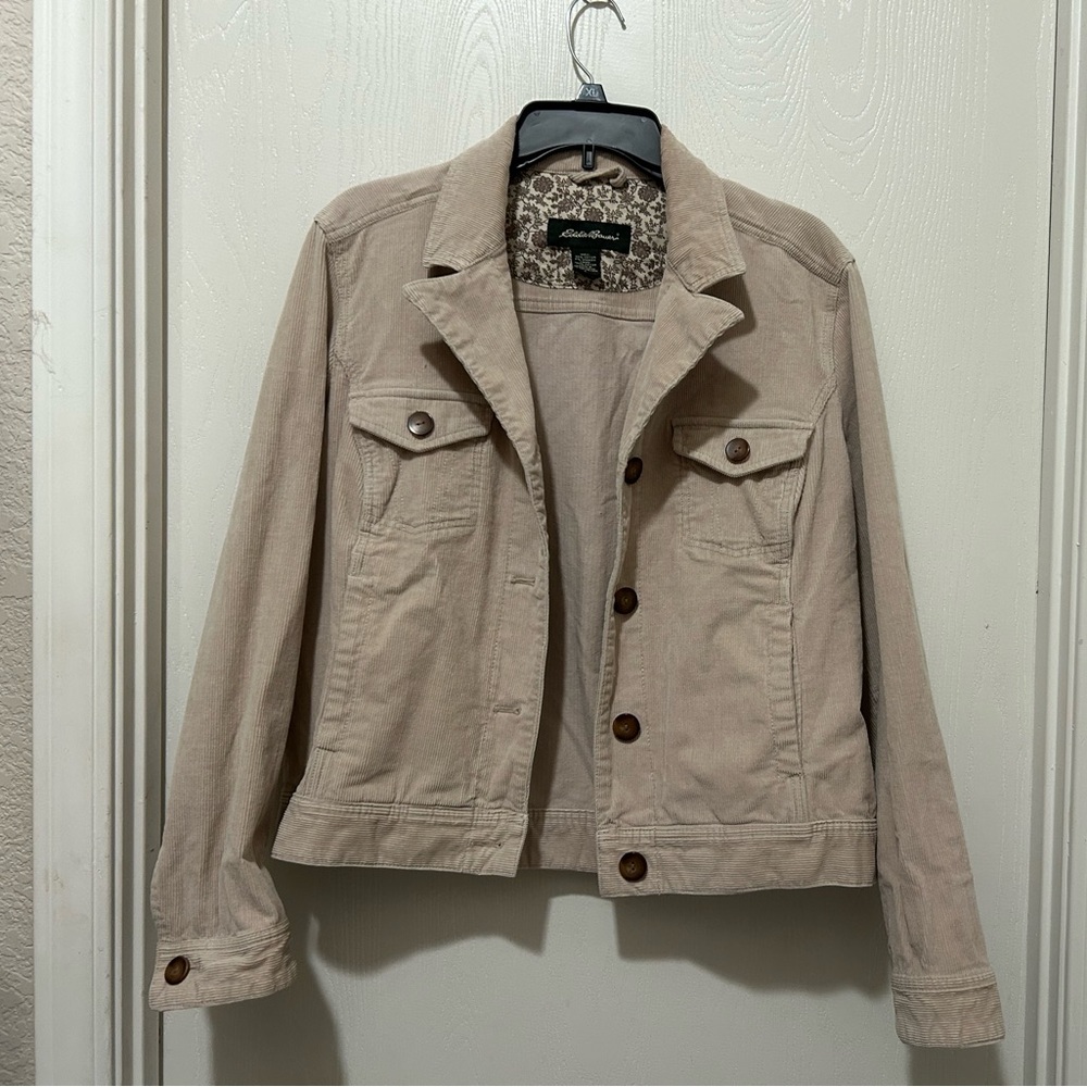Eddie Bauer Tan Corduroy Jacket Classic Utility Style